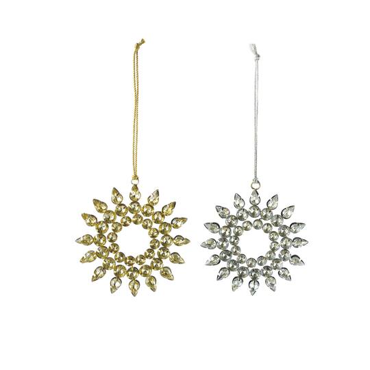 Hello Honey® 2 Pack 4" Gold & Silver Snowflake Ornaments